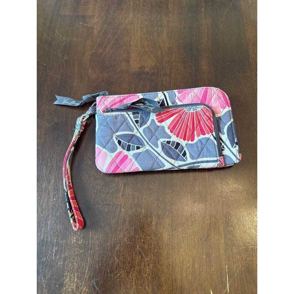 Vera Bradley cherry blossom pink grey wistlet clutch wallet floral flowers girly